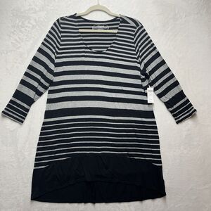 Soma Live Lounge Wear Tunic Womens XL Top Gray Black Luxuriously Soft Shirt NEW